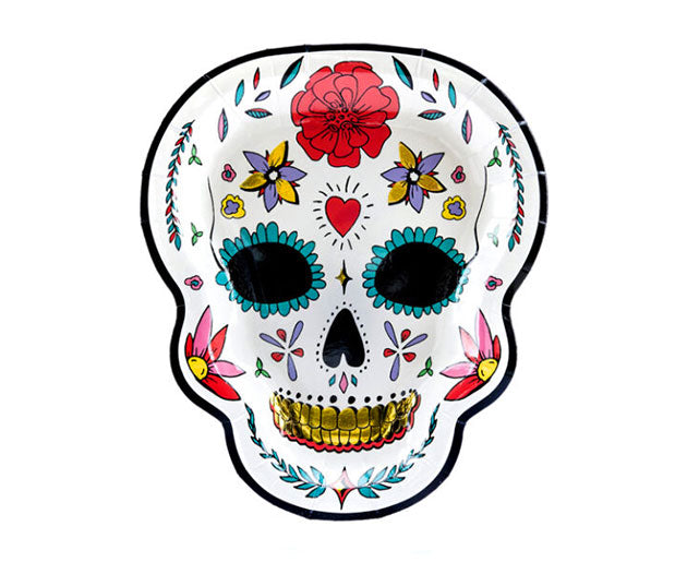 Papirnati tanjuri “FLOWER SKULL” 6/1