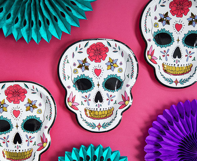 Papirnati tanjuri “FLOWER SKULL” 6/1